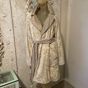 Catherine Malandrino Cut Velvet Reversible Trench Wrap Coat Medium